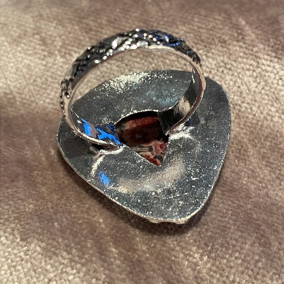 Strawberry Jasper Silver Triangle Ring size 7.75 - Picture 4 of 8